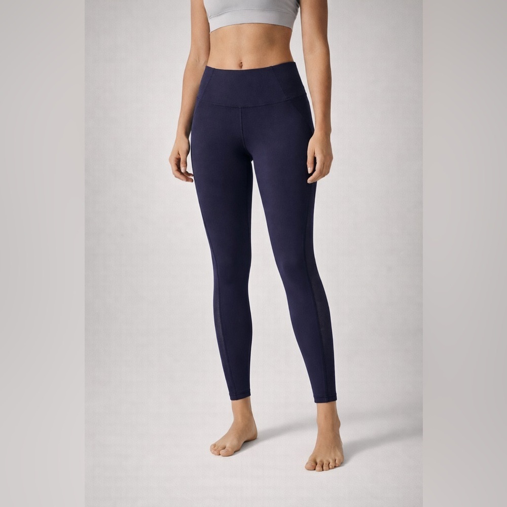 Lululemon Navy Blue Full Length Mesh Panel Leggings Size Small
